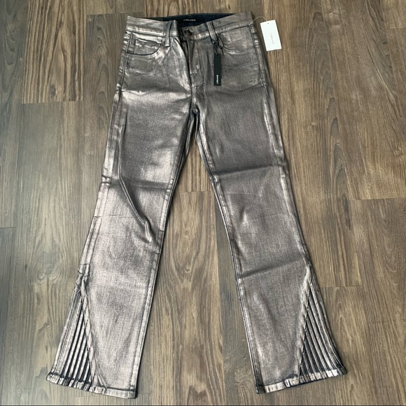 J BRAND NWT Metallic Foil Chrome Selena Jeans - Picture 2 of 14